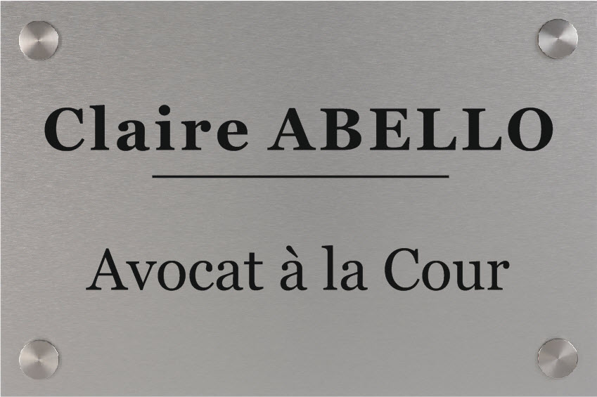 plaque avocat aluminium gravure noire