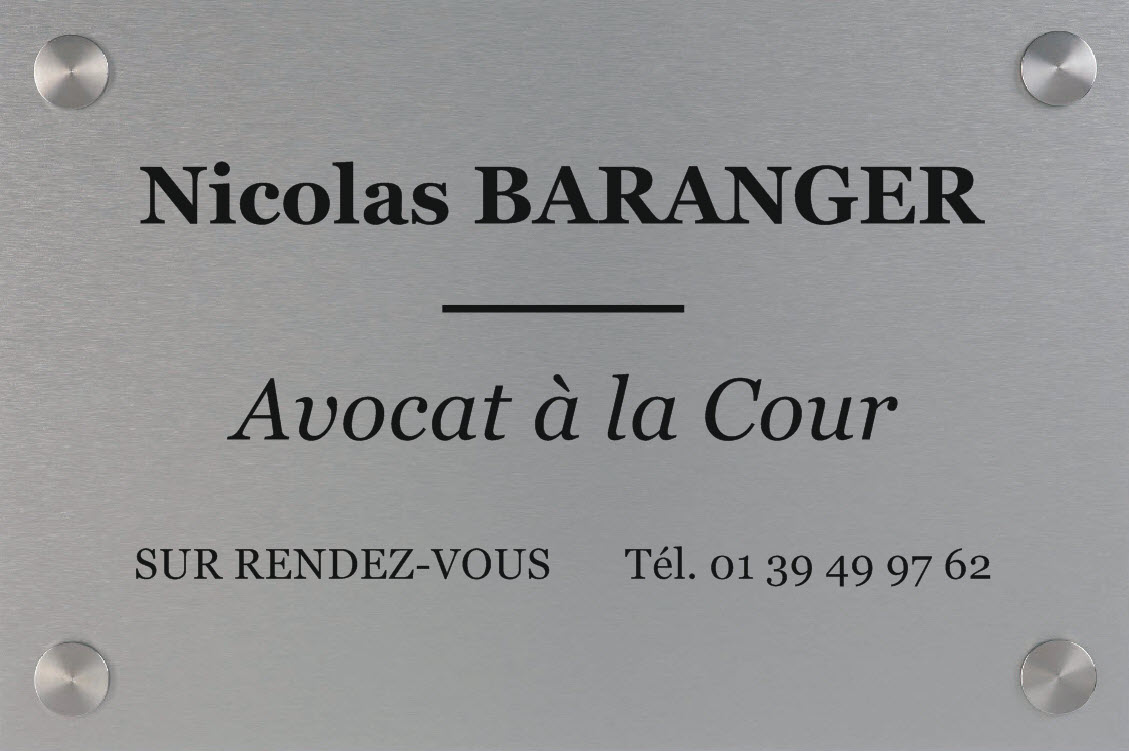 plaque pour un avocat en aluminium