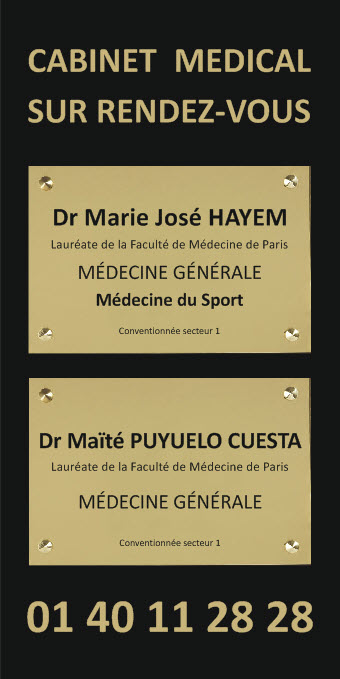 plaque pour un cabinet medical posée sur une sous plaque