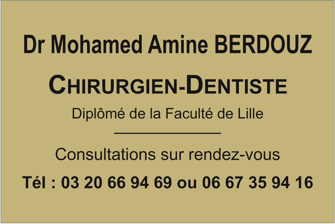 plaque dentiste en plexi or et gravure noire