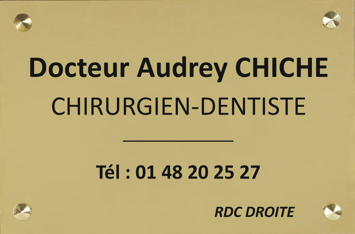 plaque dentiste avec cabochons en laiton