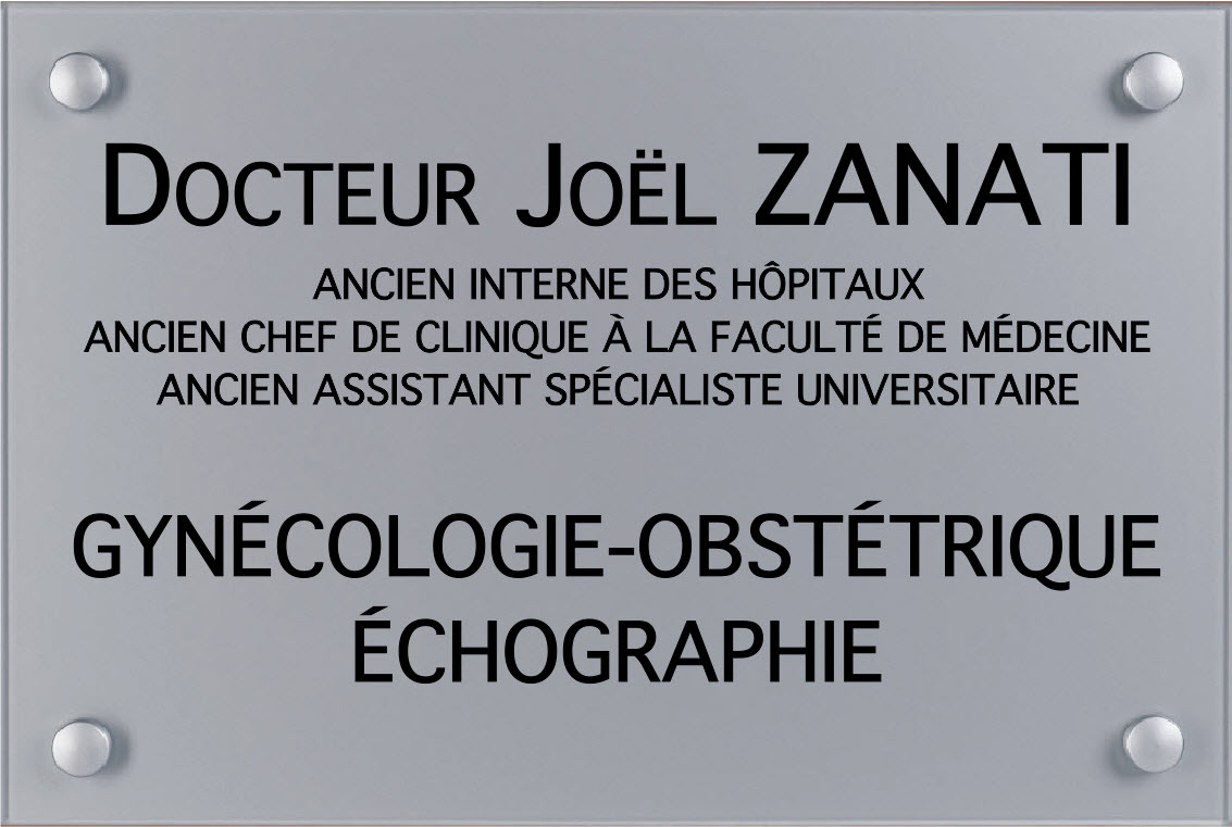 plaque de gynécologue argent gravure noire