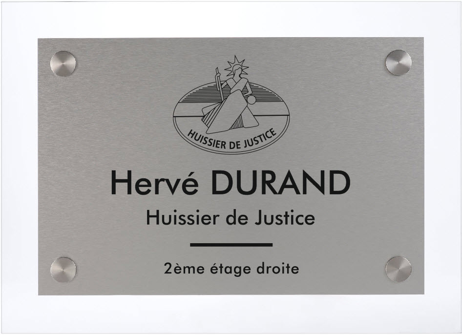 plaque gravée avec logo huissier