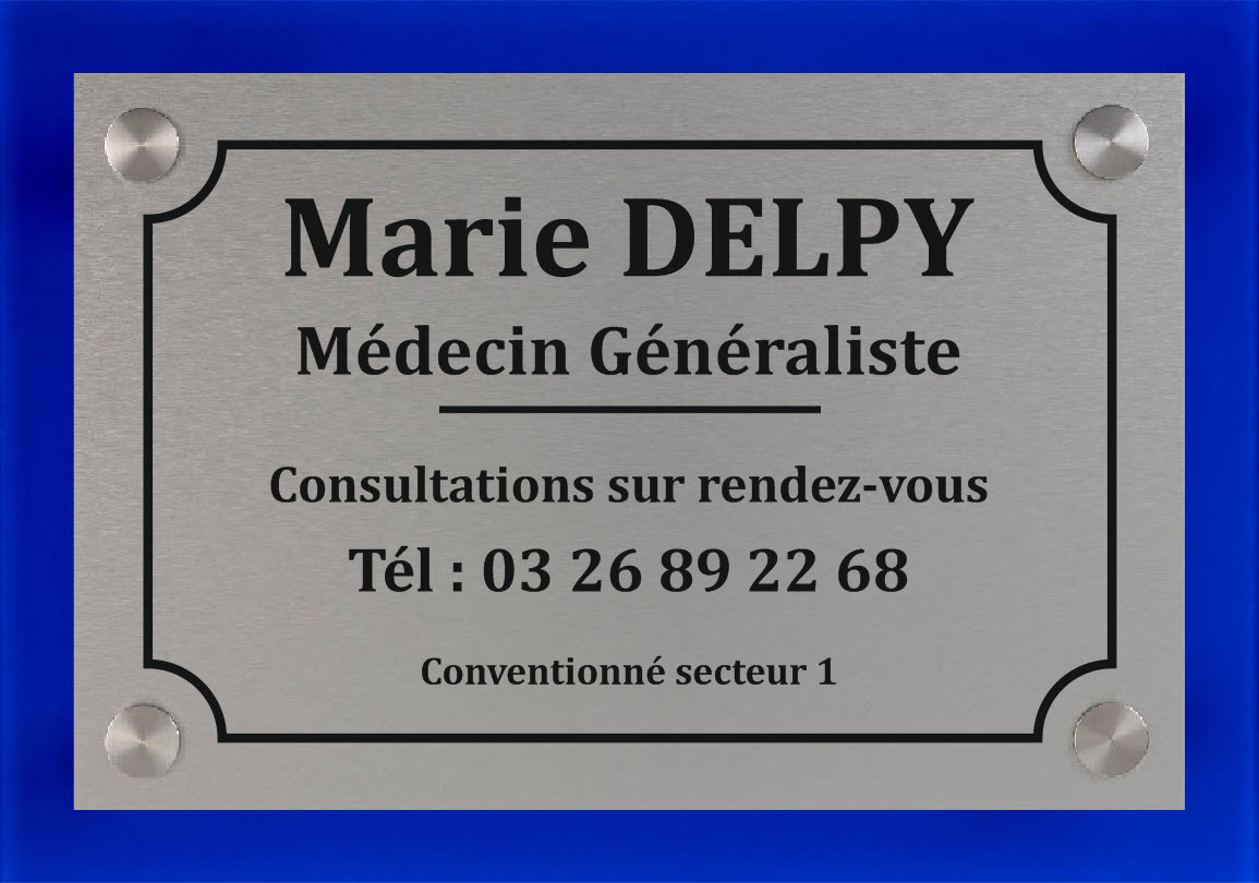 plaque professionnelle aluminium brossé composite avec sous plaque bleu