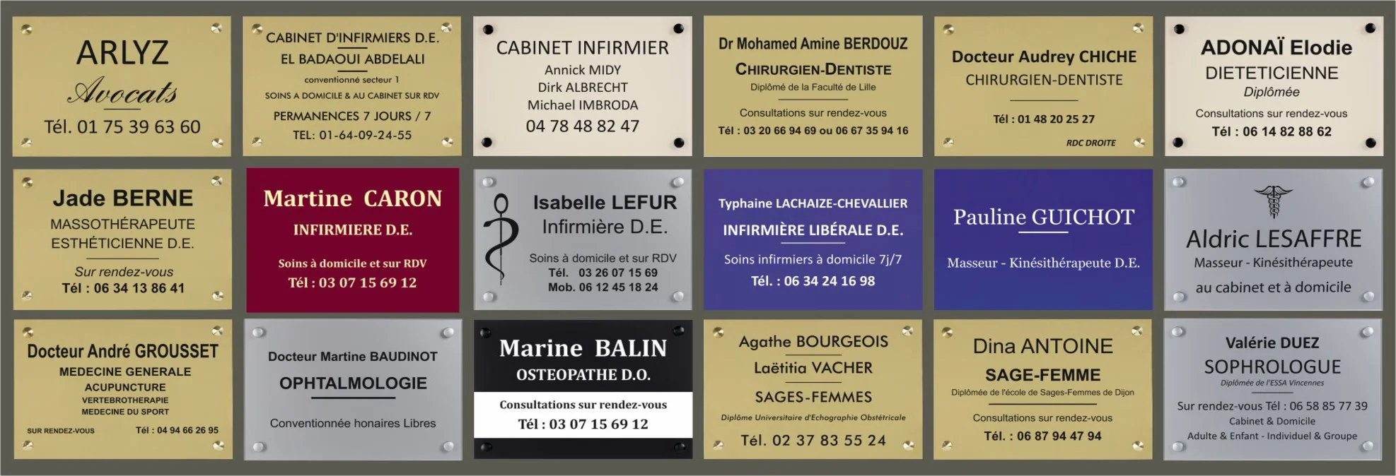 Plaque professionnelle en plexiglas ovale