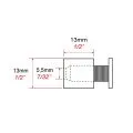 Dimensions des Entretoise murale inox percée - 13 mm - longueur 13 mm