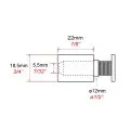 Dimensions pour Entretoise murale inox percée - 18 mm - longueur 22 mm - noire