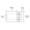 dimensions des Entretoise murale vissée en aluminium 24 mm