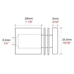 dimensions des Entretoise murale vissée en aluminium 24 mm