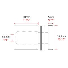 dimensions des Entretoise murale vissée en aluminium 24 mm