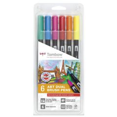 Tombow ABT-6P-3 Dual Brush Pen Lot de 6 Feutres pinceau à deux pointes