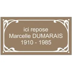 Plaque funéraire émaillée déco - 300 mm x 160 mm