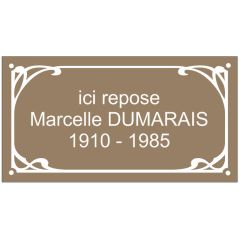 Plaque funéraire émaillée déco - 300 mm x 160 mm