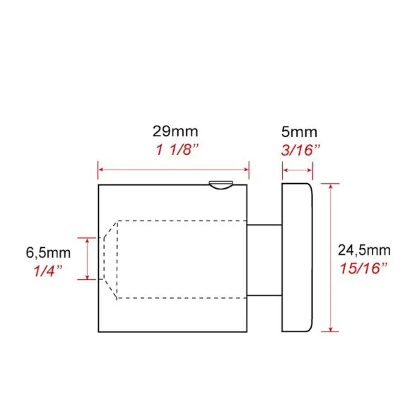 Dimensions des Entretoise murale percée diamètre 24 mm