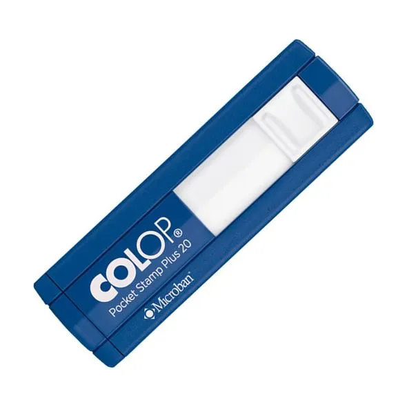 Colop pocket stamp 20 plus - 14 mm x 38 mm - 4 lignes - bleu