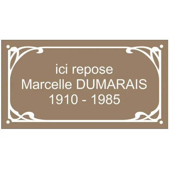 Plaque funéraire émaillée déco - 300 mm x 160 mm