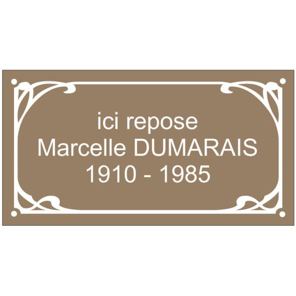 Plaque funéraire émaillée déco - 300 mm x 160 mm