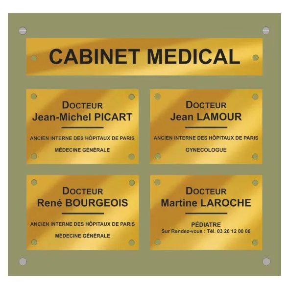 Sous plaque plexi pour plaque professionnelle 4 plaques et bandeau