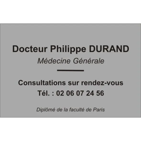 plaque professionnelle en plexiglas noire, lettres Or, cabinet medical