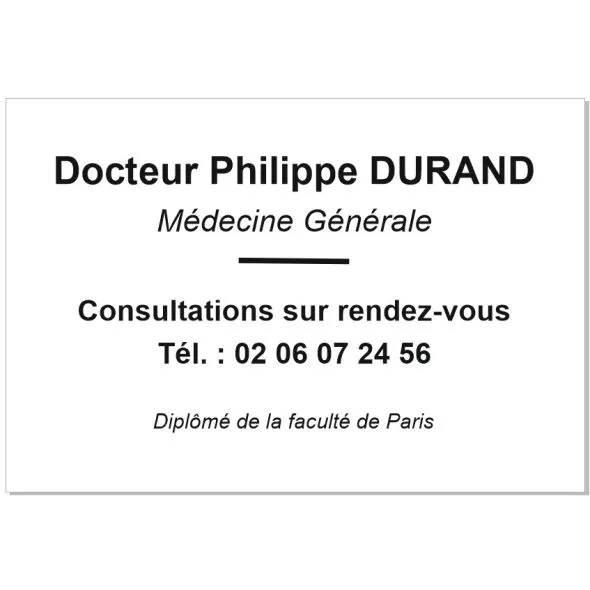 plaque professionnelle en plexiglas noire, lettres Or, cabinet medical