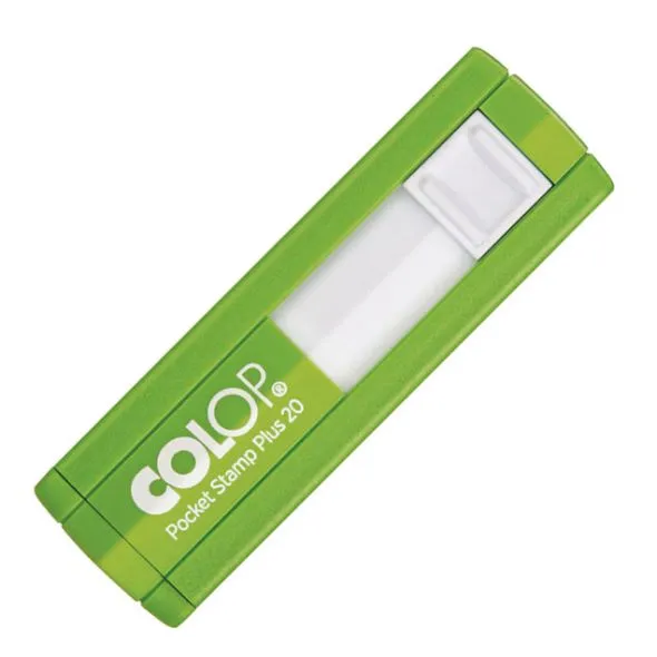 Colop pocket stamp 20 plus - 14 mm x 38 mm - 4 lignes - vert