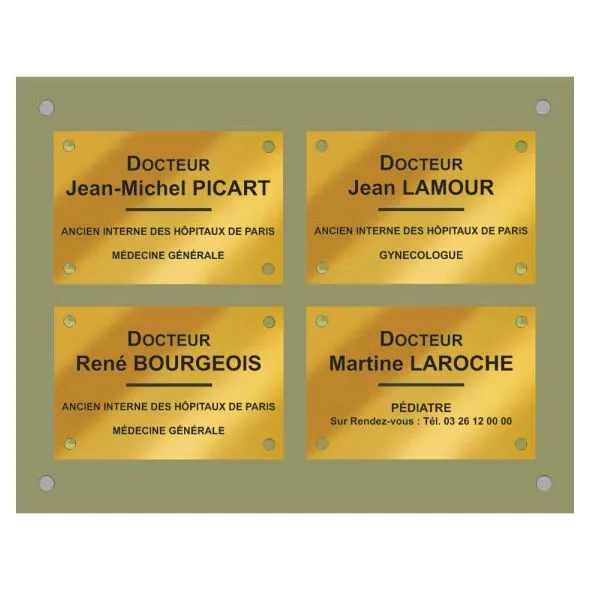 Sous plaque plexi pour plaque professionnelle 4 plaques