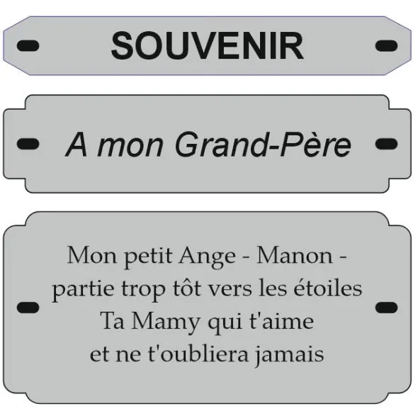Inter Funéraire Gravé Personnalisé — 2, 3 ou 7 lignes - Plaques funéraires - PPCASHOP