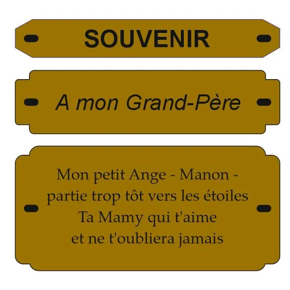 Inter Funéraire Gravé Personnalisé — 2, 3 ou 7 lignes - Plaques funéraires - PPCASHOP