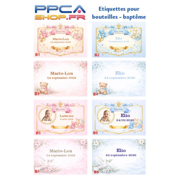 Etiquette baptême - Blidas - PPCASHOP